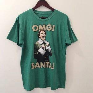 OMG! SANTA ELF CHRISTMAS GRAPHIC GREEN T-SHIRT